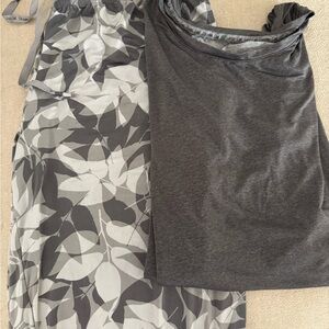 Cuddl Duds Charcoal and Leaf Print Pajama Set